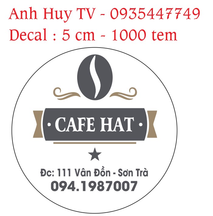 in tem nhãn dán cafe hạt Đà Nẵng