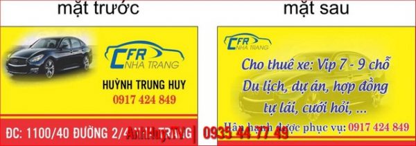 In Name Card Đà Nẵng Mẫu 1 Taxi , LH 0935447749 Xuân Diễm