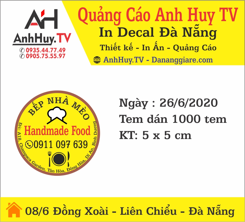 In Tem Nhãn Đà Nẵng Mẫu Bếp Nhà Mèo Logo Sticker 0935447749 AnhHuy.TV