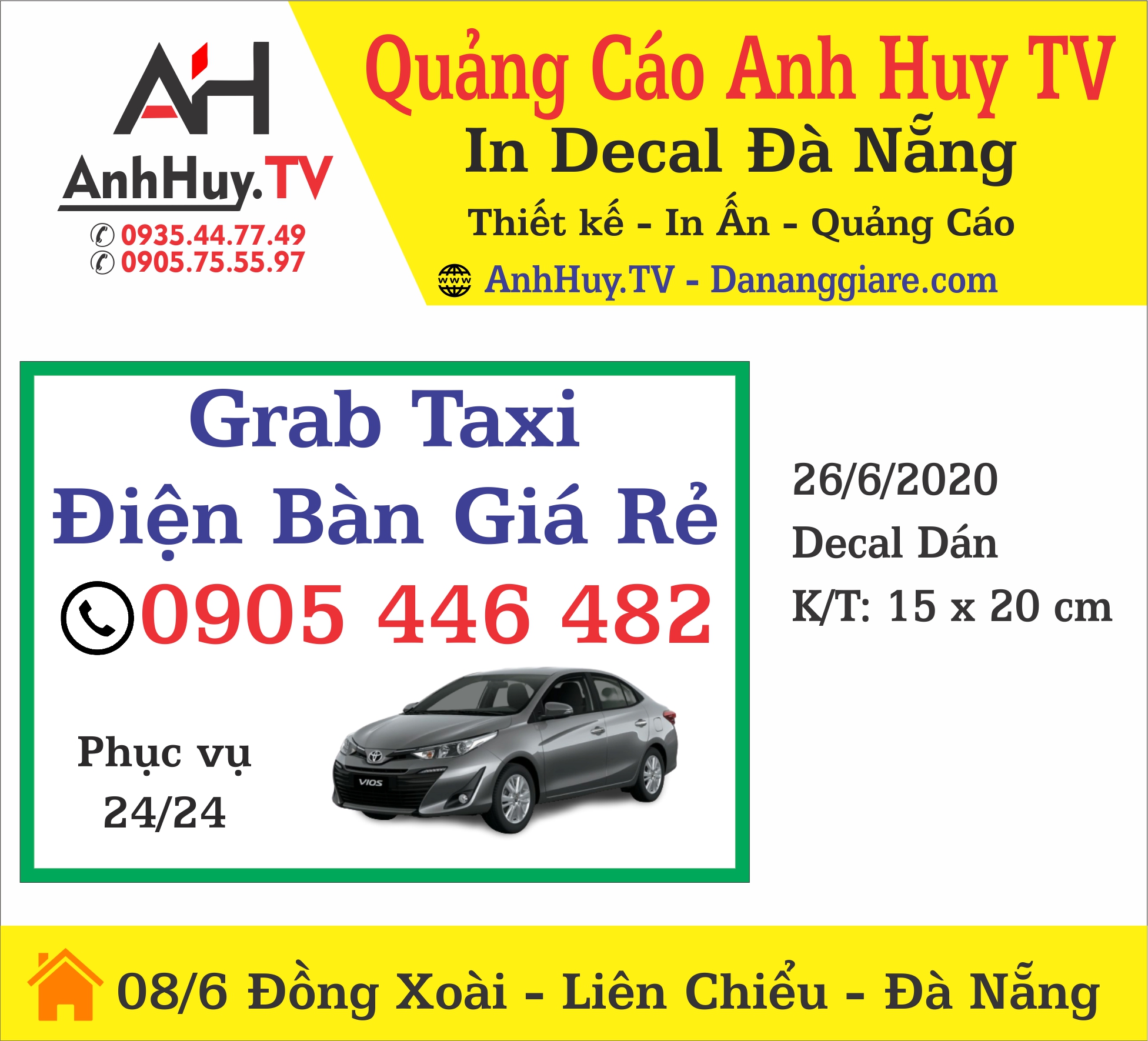 In Decal Tem Dán Grap Taxi Điện Bàn Giá Rẻ In Quảng Cáo Anh Huy TV