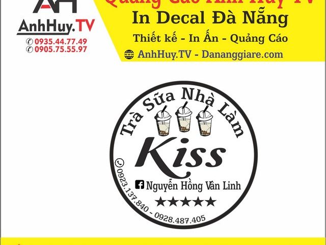 Tem Nhãn Dán Logo Trà Sữa Ăn Vặt Kiss Tại Đà Nẵng