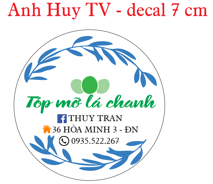 In logo tem nhãn dán ăn vặt sản phẩm tóp mỡ lá chanh tại Đà Nẵng