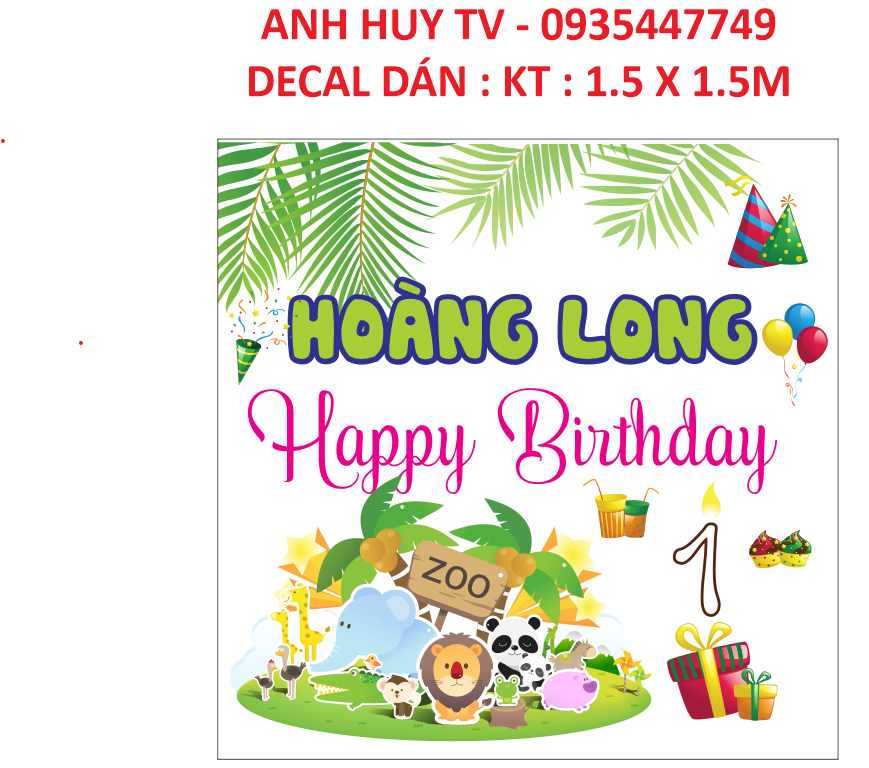 In decal dán trang trí sinh nhật cho bé tại Đà Nẵng giá rẻ đẹp lấy nhanh 247 online