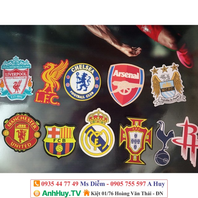Logo ủi áo quần clb bóng đá Mu Chelsea Arsenal Barca Real Liverpool 