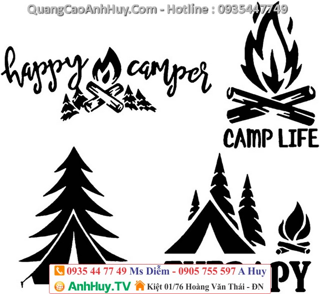 In decal mẫu du lịch cắm trại camping dán trang trí giá rẻ